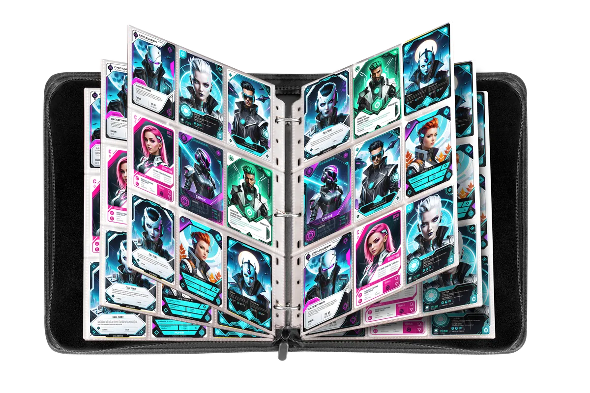 ProtecVault binder open with cards